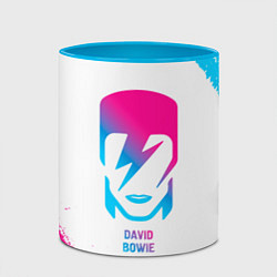 Кружка 3D David Bowie neon gradient style, цвет: 3D-белый + небесно-голубой — фото 2