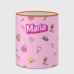 Кружка 3D Имя Мария в стиле барби - розовый паттерн аксессуа, цвет: 3D-оранжевый кант — фото 2