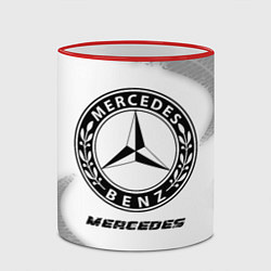 Кружка 3D Mercedes speed на светлом фоне со следами шин, цвет: 3D-красный кант — фото 2