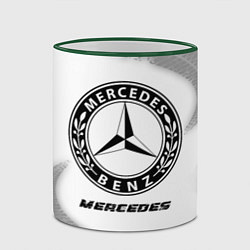Кружка 3D Mercedes speed на светлом фоне со следами шин, цвет: 3D-зеленый кант — фото 2