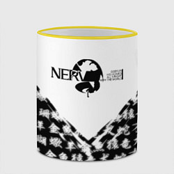 Кружка 3D Евангелион логотип Nerv anime, цвет: 3D-желтый кант — фото 2