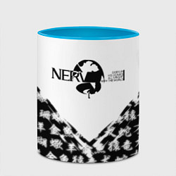 Кружка 3D Евангелион логотип Nerv anime, цвет: 3D-белый + небесно-голубой — фото 2