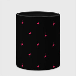 Кружка 3D Розовый фламинго патерн, цвет: 3D-белый + черный — фото 2