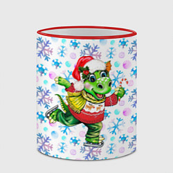 Кружка 3D Дракон и снежинки, цвет: 3D-красный кант — фото 2