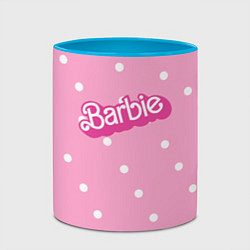 Кружка 3D Барби - белый горошек на розовом, цвет: 3D-белый + небесно-голубой — фото 2