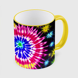 Кружка 3D Colorful floral composition - tie-dye, цвет: 3D-желтый кант