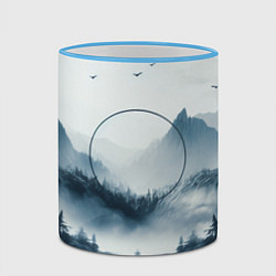Кружка 3D Утренние горы, цвет: 3D-небесно-голубой кант — фото 2