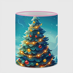 Кружка 3D Новогодняя елка, цвет: 3D-розовый кант — фото 2