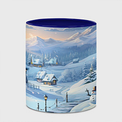 Кружка 3D Новогодний дворик со снеговиком, цвет: 3D-белый + синий — фото 2