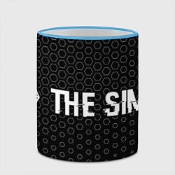 Кружка 3D The Sims glitch на темном фоне по-горизонтали, цвет: 3D-небесно-голубой кант — фото 2