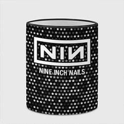 Кружка 3D Nine Inch Nails glitch на темном фоне, цвет: 3D-черный кант — фото 2