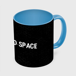 Кружка 3D Dead Space glitch на темном фоне по-горизонтали, цвет: 3D-белый + небесно-голубой