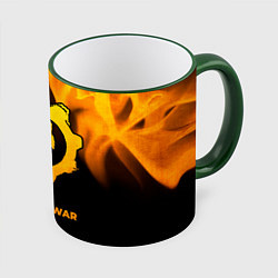 Кружка 3D Gears of War - gold gradient, цвет: 3D-зеленый кант