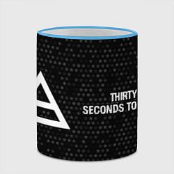 Кружка 3D Thirty Seconds to Mars glitch на темном фоне по-го, цвет: 3D-небесно-голубой кант — фото 2
