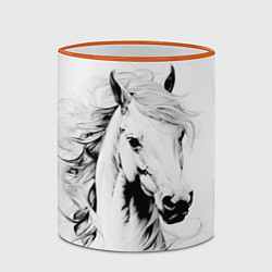 Кружка 3D Лошадь белая на ветру, цвет: 3D-оранжевый кант — фото 2
