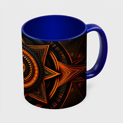 Кружка 3D Орнамент в африканском стиле на тёмном фоне, цвет: 3D-белый + синий