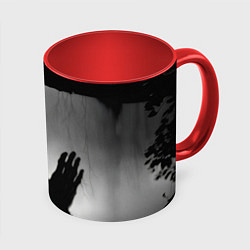 Кружка 3D Руки зомби в ночном тумане, цвет: 3D-белый + красный