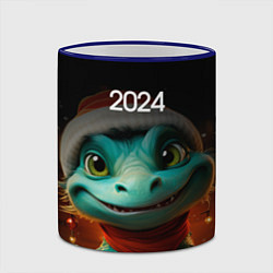 Кружка 3D Милый зеленый дракон, цвет: 3D-синий кант — фото 2