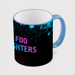 Кружка 3D Foo Fighters - neon gradient по-горизонтали, цвет: 3D-небесно-голубой кант