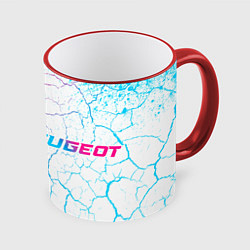 Кружка 3D Peugeot neon gradient style по-горизонтали, цвет: 3D-красный кант