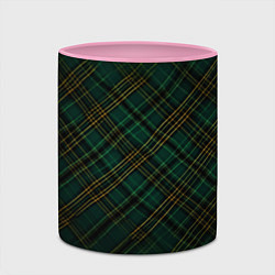 Кружка 3D Тёмно-зелёная диагональная клетка в шотландском ст, цвет: 3D-белый + розовый — фото 2