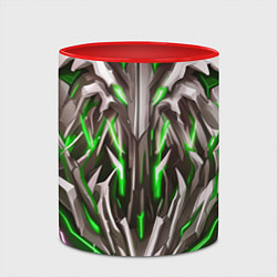 Кружка 3D Зелёная киберпанк броня, цвет: 3D-белый + красный — фото 2