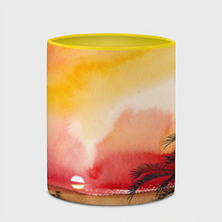 Кружка 3D Тропический закат акварель, цвет: 3D-белый + желтый — фото 2