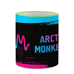 Кружка 3D Arctic Monkeys - neon gradient по-горизонтали, цвет: 3D-светло-зеленый кант — фото 2