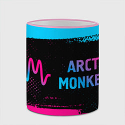 Кружка 3D Arctic Monkeys - neon gradient по-горизонтали, цвет: 3D-розовый кант — фото 2