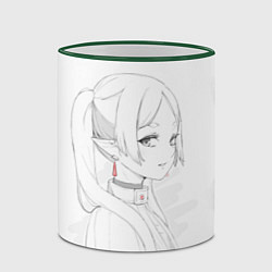 Кружка 3D Фрирен - карандашный набросок, цвет: 3D-зеленый кант — фото 2