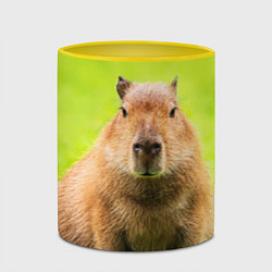 Кружка 3D Capybara on green grass, цвет: 3D-белый + желтый — фото 2