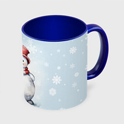 Кружка 3D New Years cute snowman, цвет: 3D-белый + синий