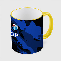 Кружка 3D Ротор Волгоград - синий и черный, цвет: 3D-желтый кант
