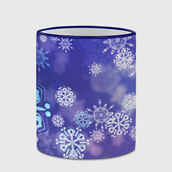 Кружка 3D Крупные снежинки на фиолетовом, цвет: 3D-синий кант — фото 2