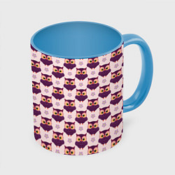 Кружка 3D Сова и цветок, цвет: 3D-белый + небесно-голубой