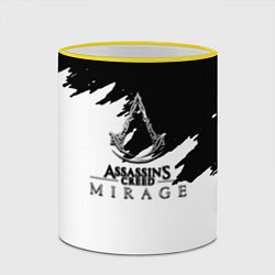 Кружка 3D Assassins creed mirage чернобелый, цвет: 3D-желтый кант — фото 2