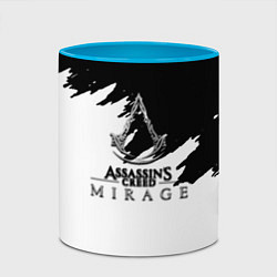 Кружка 3D Assassins creed mirage чернобелый, цвет: 3D-белый + небесно-голубой — фото 2