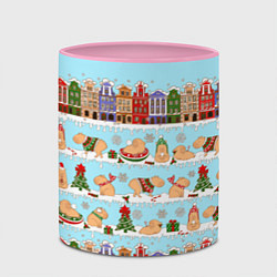 Кружка 3D Капибара с семьей на прогулке, цвет: 3D-белый + розовый — фото 2