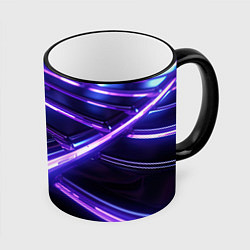 Кружка 3D Фиолетовые неоновые плиты, цвет: 3D-черный кант