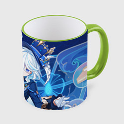 Кружка 3D Furina Genshin Impact, цвет: 3D-светло-зеленый кант