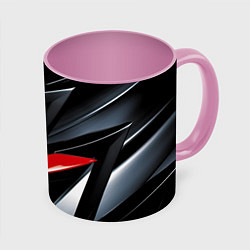 Кружка 3D Red black abstract, цвет: 3D-белый + розовый