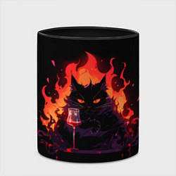 Кружка 3D Кот Бегемот с вином, цвет: 3D-белый + черный — фото 2