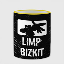 Кружка 3D Limp Bizkit glitch на темном фоне, цвет: 3D-желтый кант — фото 2