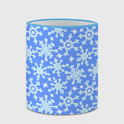 Кружка 3D Мультяшные снежинки, цвет: 3D-небесно-голубой кант — фото 2