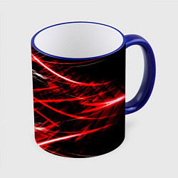 Кружка 3D Красный лазер линии, цвет: 3D-синий кант