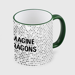 Кружка 3D Imagine Dragons glitch на светлом фоне по-горизонт, цвет: 3D-зеленый кант