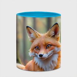 Кружка 3D Портрет лисы в осеннем лесу, цвет: 3D-белый + небесно-голубой — фото 2