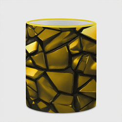 Кружка 3D Золотые хромированные осколки, цвет: 3D-желтый кант — фото 2