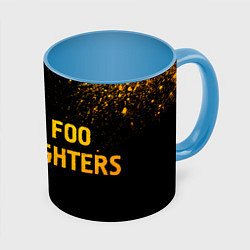 Кружка 3D Foo Fighters - gold gradient по-горизонтали, цвет: 3D-белый + небесно-голубой