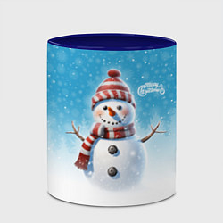 Кружка 3D Веселый снеговичок, цвет: 3D-белый + синий — фото 2